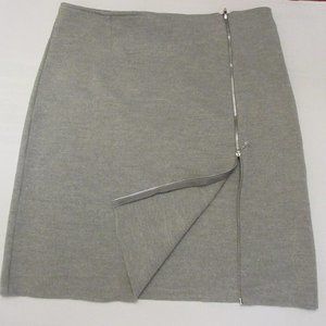 Morgano Italian  Convenient Stylish Grey  Midi  Wool  Skirt with Zipper  Large